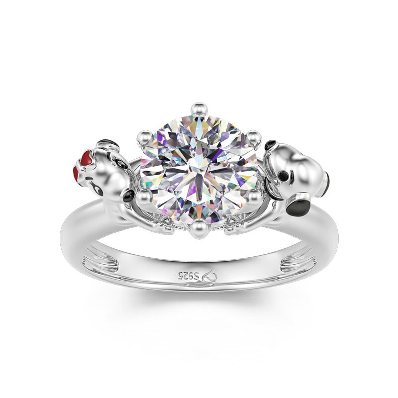 Jeulia Hug Me "Loyalty of Love" Puppy Dog Round Cut Sterling Silver Ring