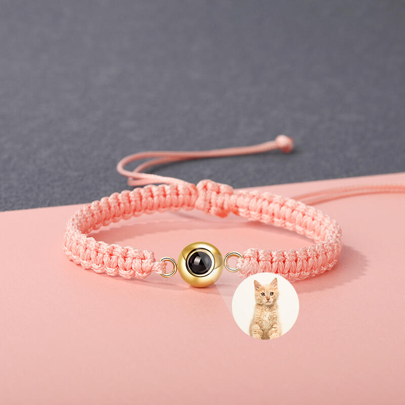 投影 写真 写真入れ 組紐 ブレスレット チタンスチール