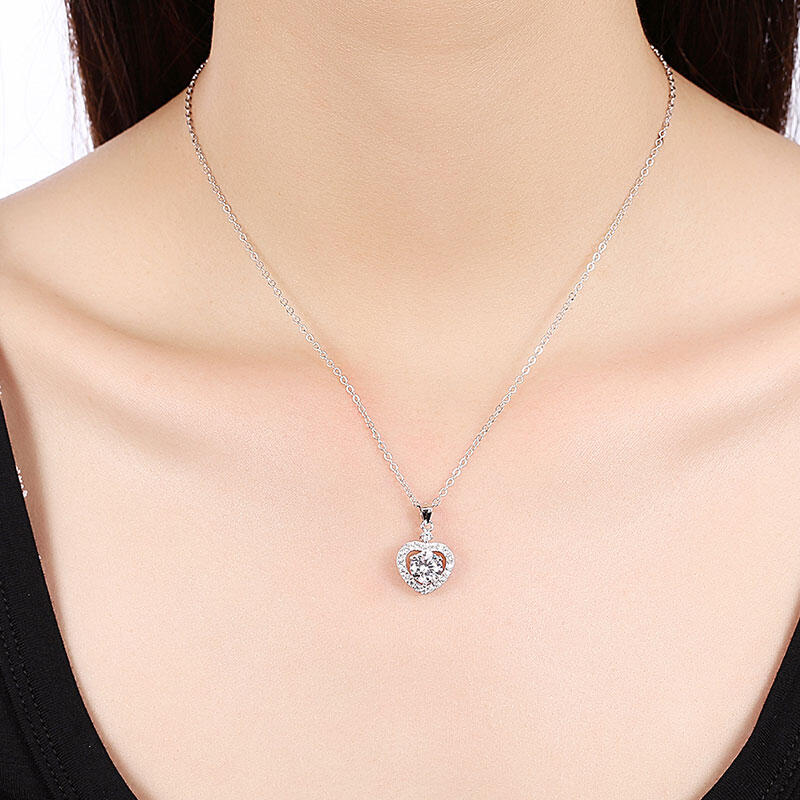 Jeulia Heart Halo Sterling Silver Necklace