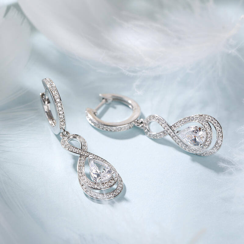 Jeulia Boucles d'Oreilles Pendentif Amour Infini en Argent Sterling Coupe Poire
