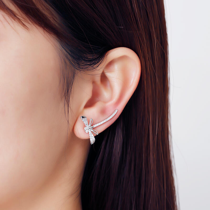 Jeulia "Life & Vitality" Dragonfly Sterling Silver Climber Earrings