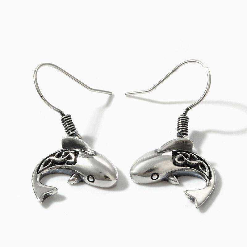 Jeulia "Celtic Shark" Sterling Silver Earrings