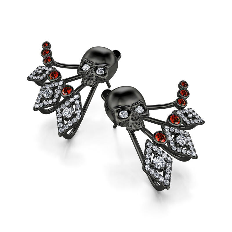 Jeulia "Rebellion" Skull Design Sterling Silver Ear Jackets