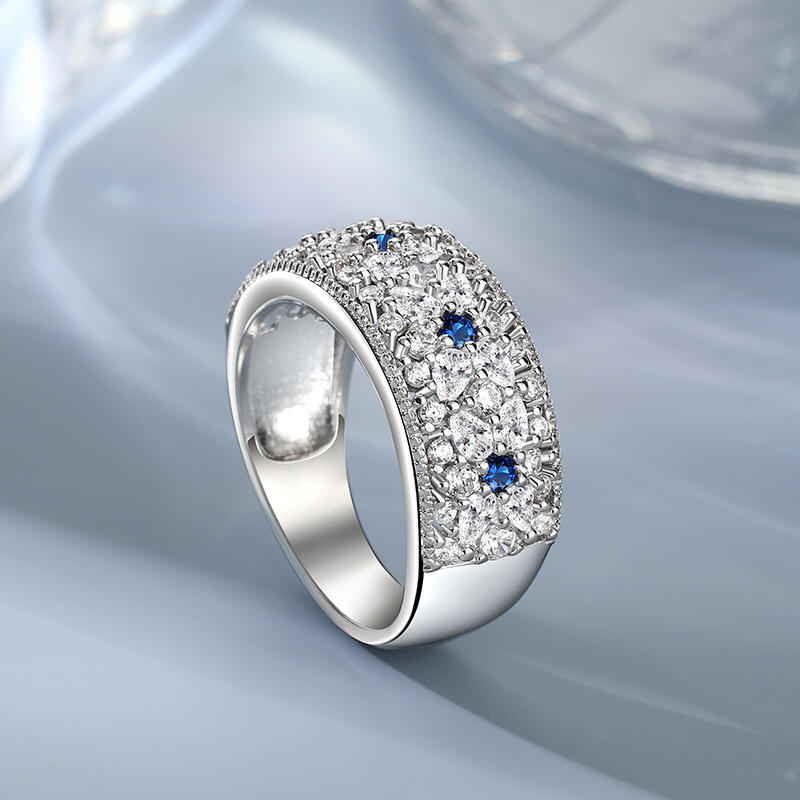 Jeulia Four Petals Flower Sterling Silver Women's Band