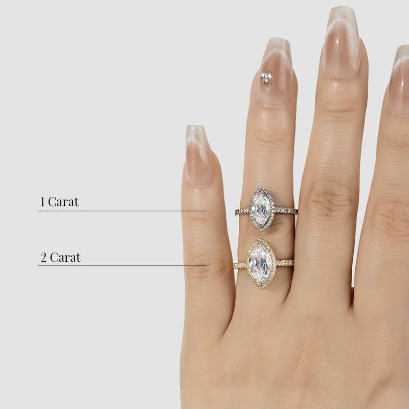 "My True Love" 1ct Marquise Cut Halo Engagement Ring