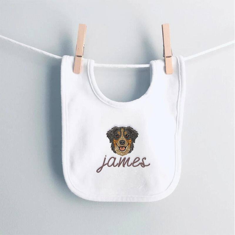 Babero de bebé bordado con imagen personalizada y nombre personalizado, bonito regalo para niño