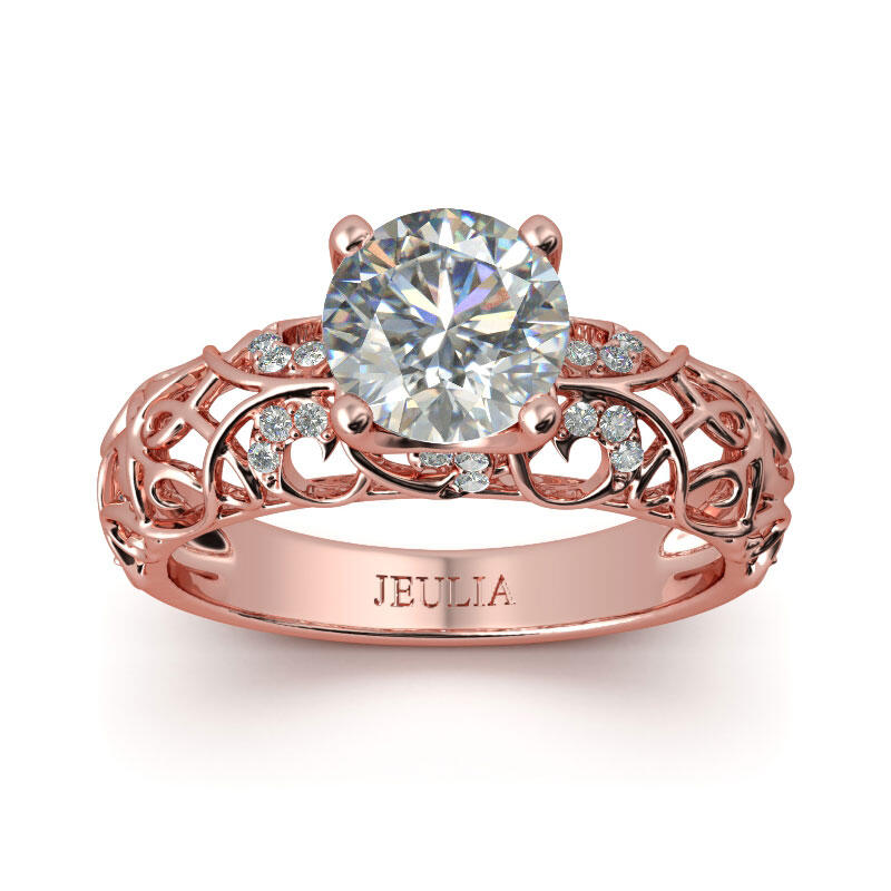 Jeulia Vines Round Cut Sterling Silver Ring