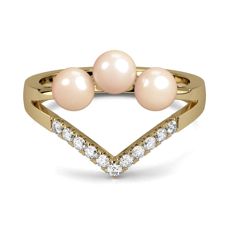 Jeulia Split Shank Cultured Pearl Sterling Silver Ring