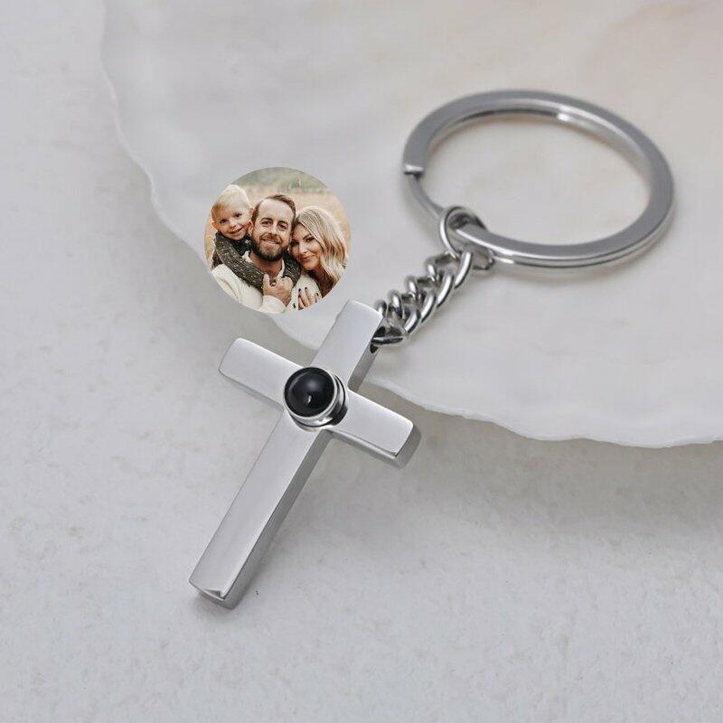 Personalized Photo Projection Keychain-Concise Cross