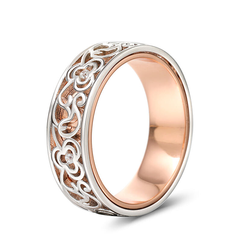 Jeulia Rosegold & Silber Zweifarbig Rundschliff Sterling Silber Damen Bandringe