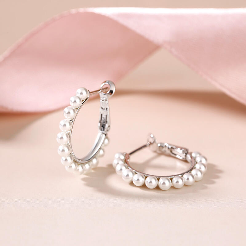 Jeulia Cultured Pearl Sterling Silver Hoop Earrings