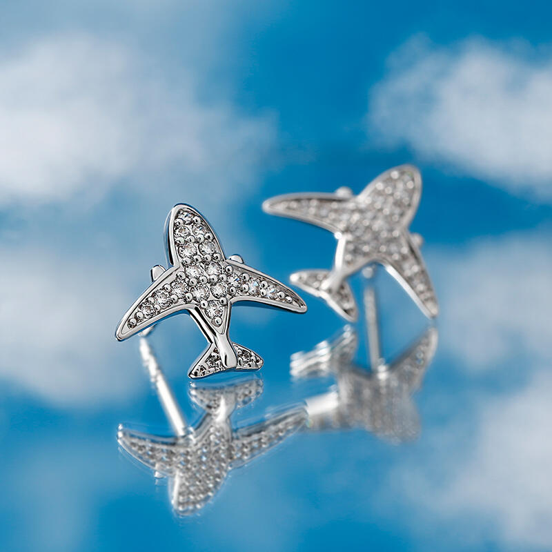 Jeulia "Flying Airplane" Sterling Silver Stud Earrings