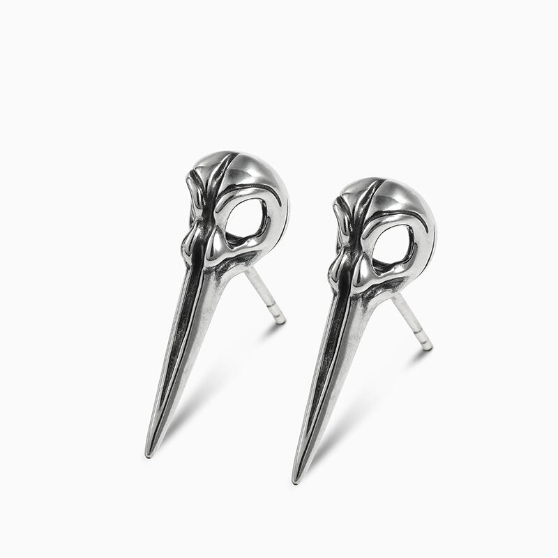 Jeulia "Cool Bird" Skull Sterling Silver Earrings