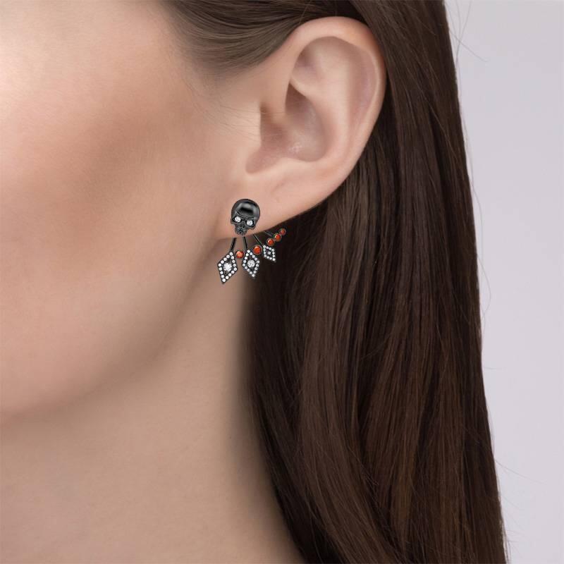 Jeulia "Rebellion" Skull Design Sterling Silver Ear Jackets