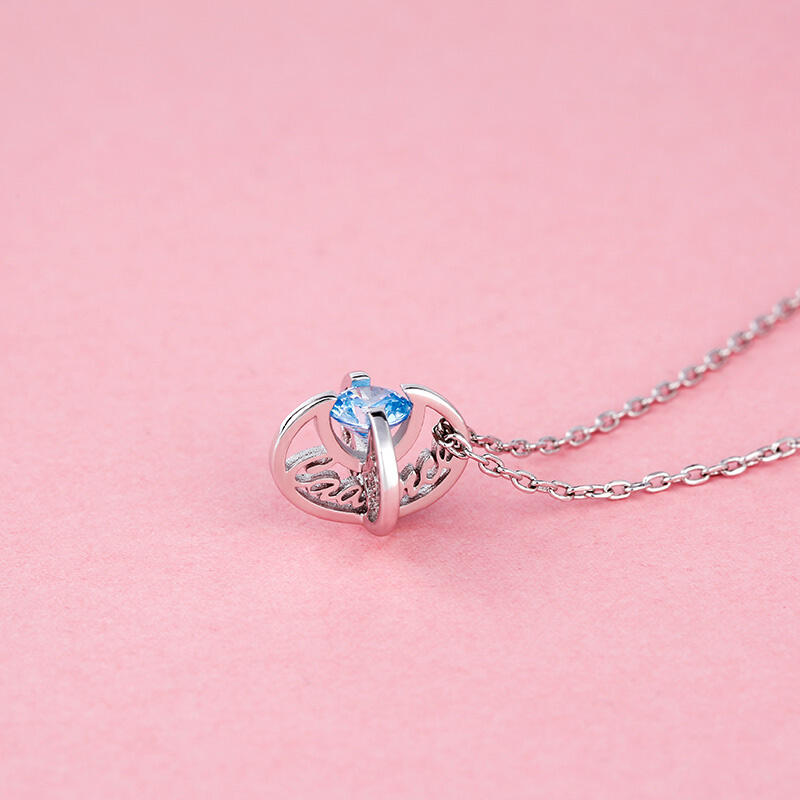 Jeulia Personalized Round Cut Sterling Silver Necklace