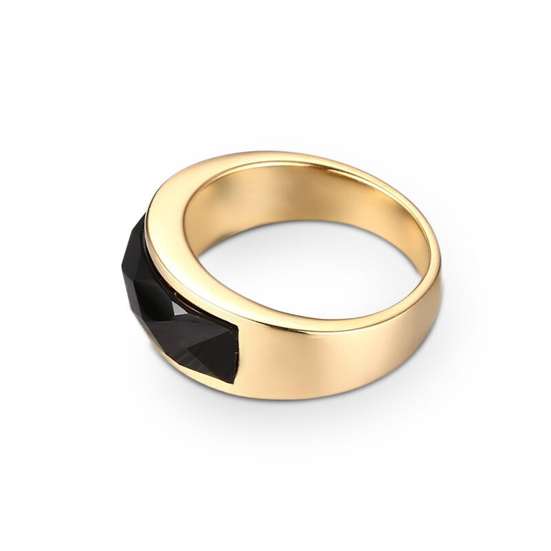 Jeulia High Polished Black Agate Stainless Steel Men's Band