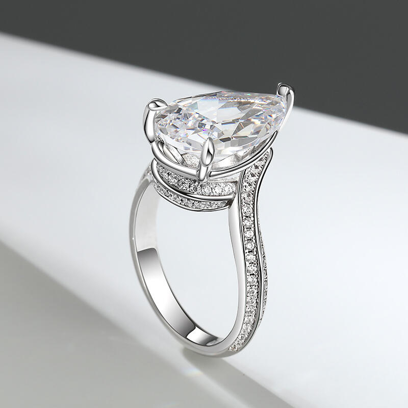 Jeulia "Intertwining" Pear Cut Sterling Silver Ring