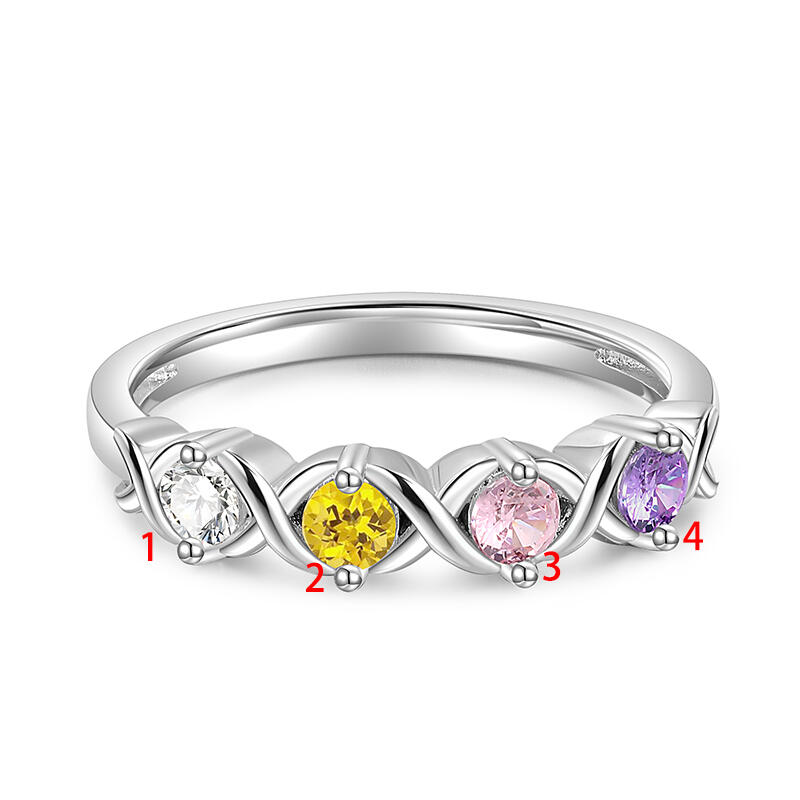 Jeulia "Infinite Love" Family Ring with Birthstones Sterling Silver