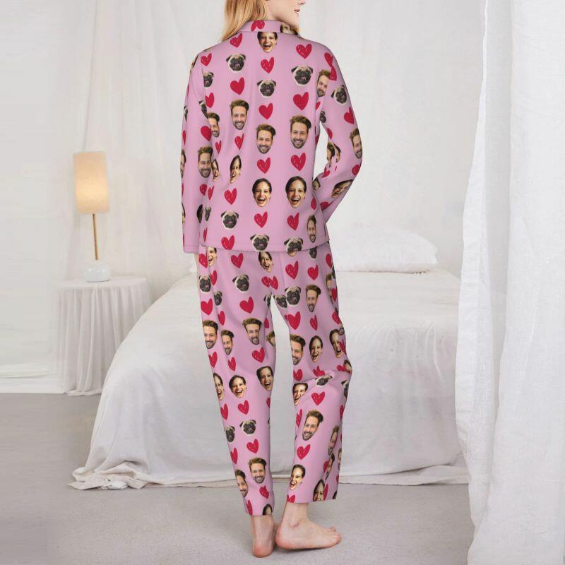 Pigiama personalizzato Foto personalizzate dei tuoi cari Design a forma di cuore caldo Regalo perfetto per le coppie
