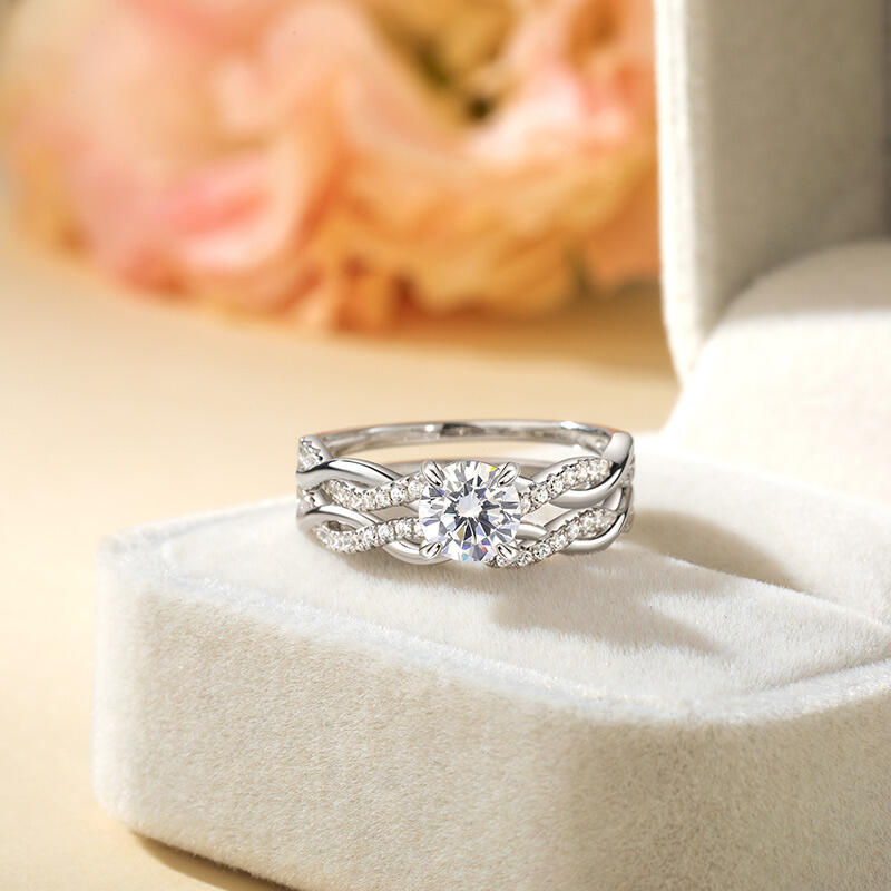 Jeulia Ensemble de bagues Torsade Coupe ronde Argent Sterling