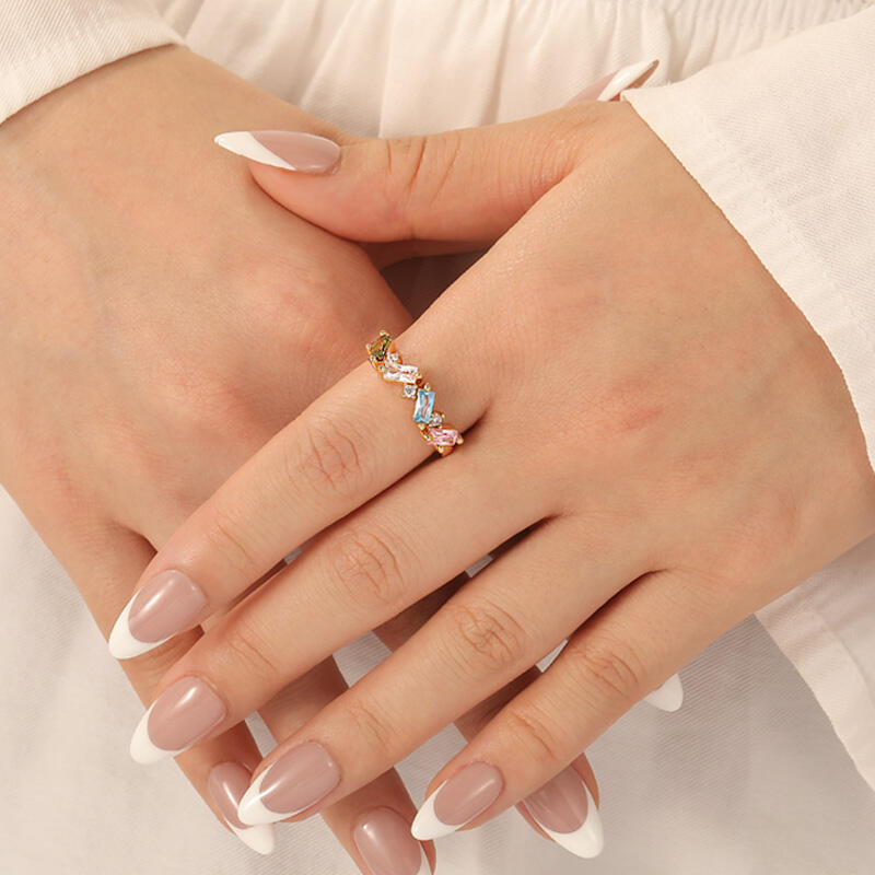 Jeulia Multicolored Gemstone Cluster Custom Women's Ring