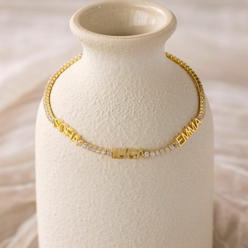 Bracelet personnalisé avec prénom et diamant cadeau pour maman