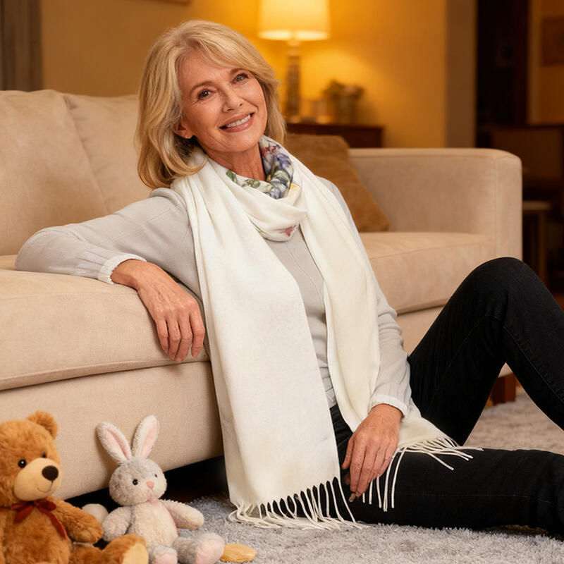 Écharpe personnalisée avec fleurs d'anniversaire cadeau pour la fête des mères cadeau pour grand-mère