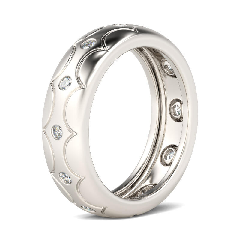 Jeulia Carved Swirl Sterling Silver Men's Band