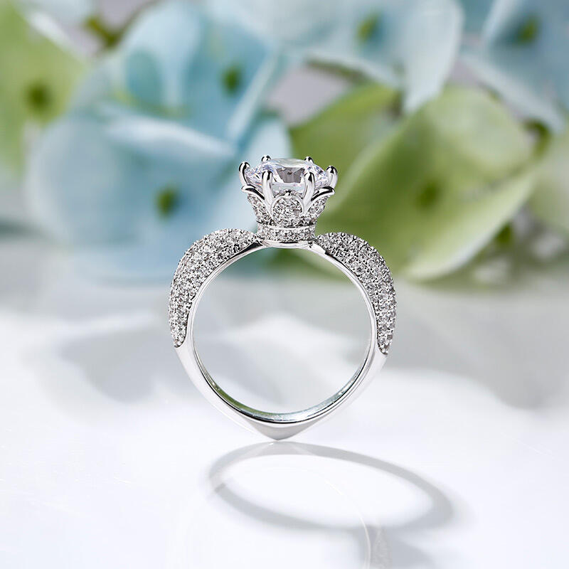 Jeulia Nature Inspired Round Cut Sterling Silver Ring