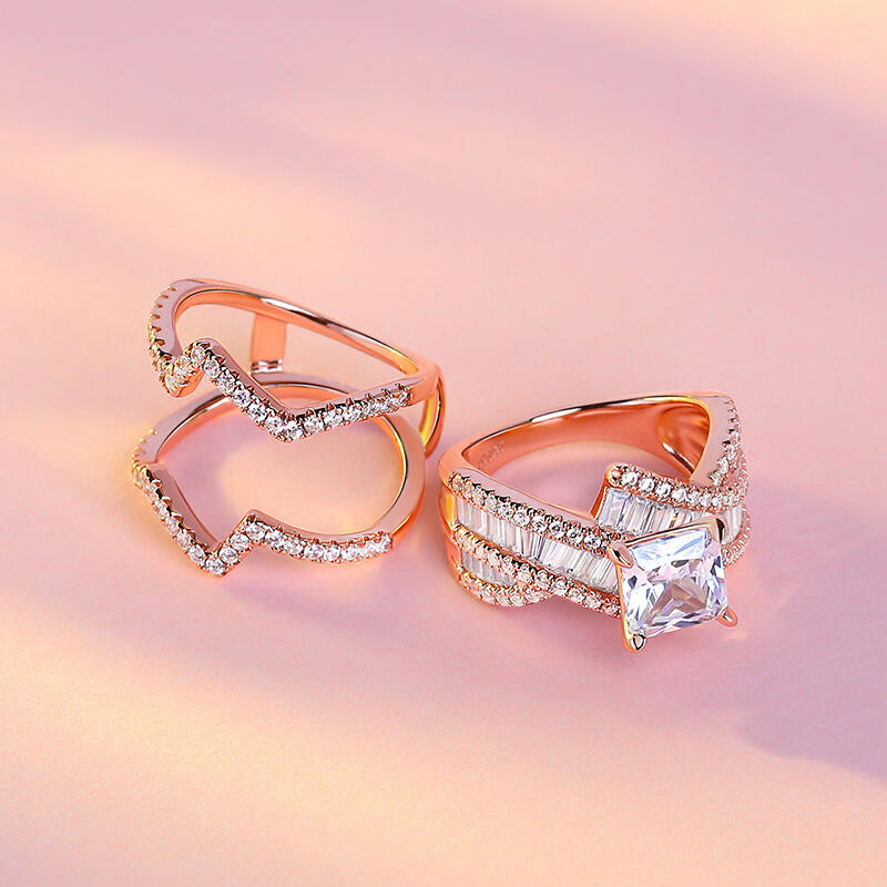 Jeulia Anillo de plata de ley con corte de princesa