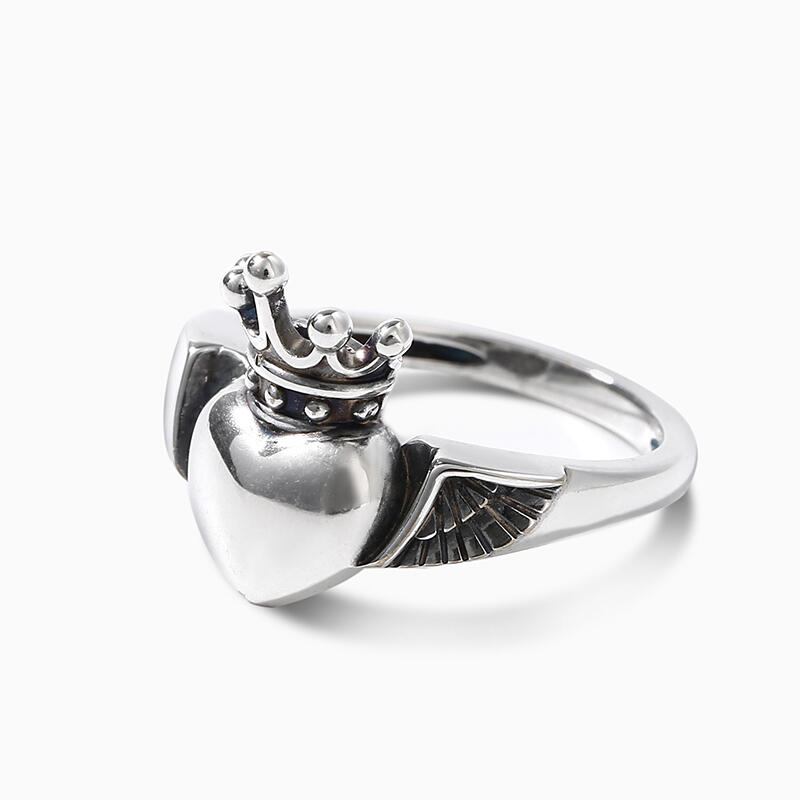 Jeulia "Wings & Crown" Heart Sterling Silver Ring