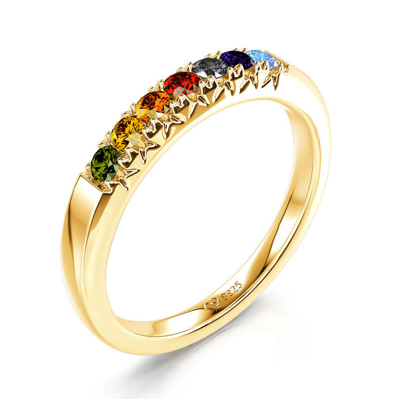 Jeulia Multi-Stone Rainbow Sterling Silver Ring