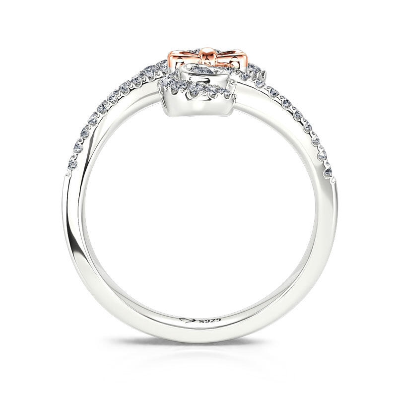 Jeulia Anillo de plata de ley gato lindo color oro rosa