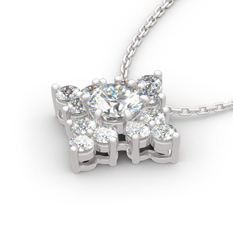 Jeulia Funkelnd Cluster Rundschliff Sterling Silber Halskette