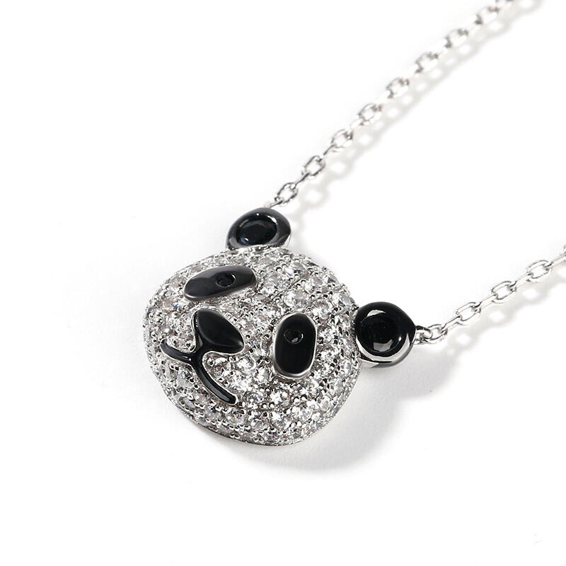 Jeulia "Be Calm and Steady" Cute Panda Sterling Silver Necklace