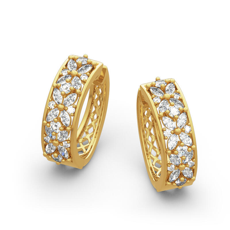 Jeulia Brincos de argola florais de prata esterlina