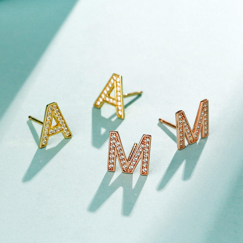 Jeulia "All of Me" Sterling Silver Personalized Initial Earrings