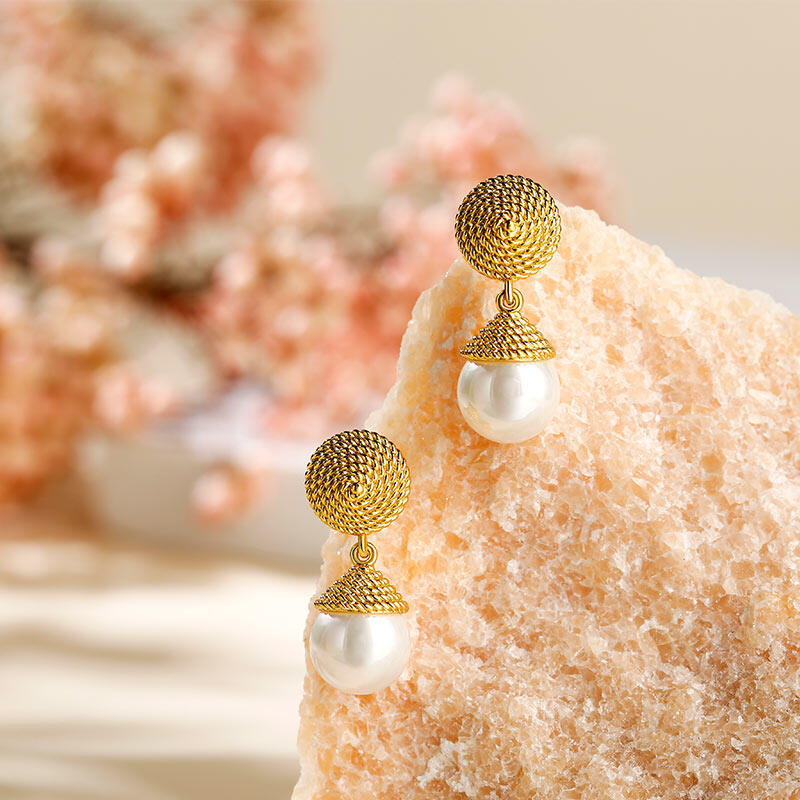 Jeulia Chevron Cultured Pearl Sterling Silver Drop Earrings