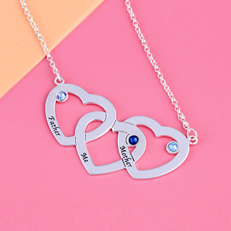 Jeulia Interlocking Heart Sterling Silver  Personalized Necklace