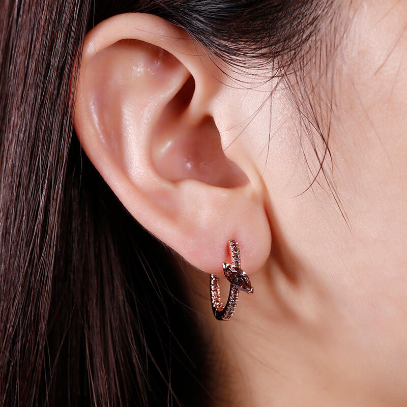 Jeulia Simple Marquise Cut Sterling Silver Hoop Earrings