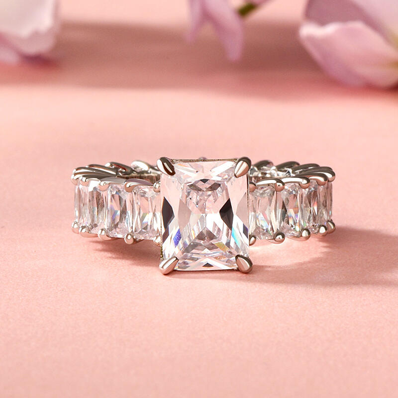 Jeulia Radiant Cut Eternity Sterling Silver Ring