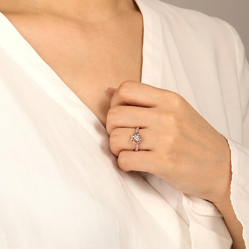 "The Romance Tale" Trillion Cut Side Stone Engagement Ring