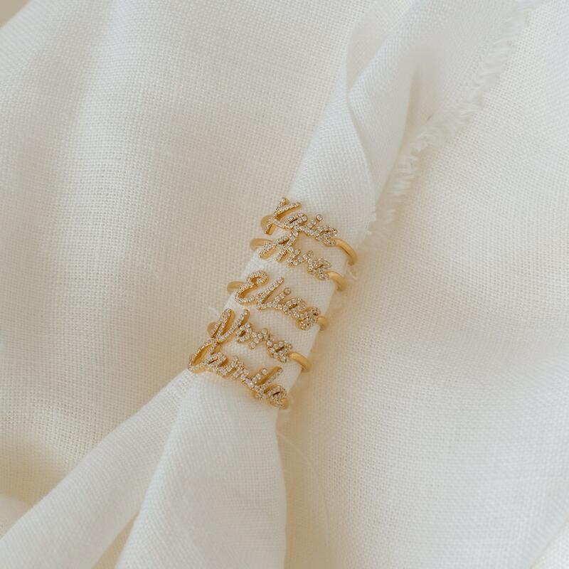 Anillo Personalizado con Nombre y Diamante Romántico Regalo para Novia