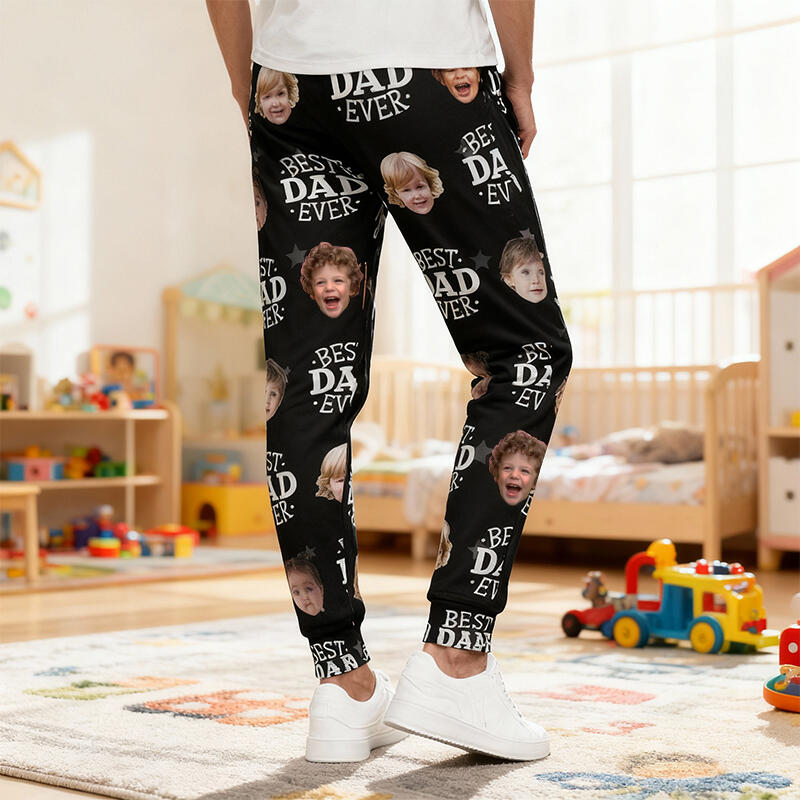 Personalized Unisex Sweatpants Custom Kids Photo Best Dad Ever Perfect Gift for Father