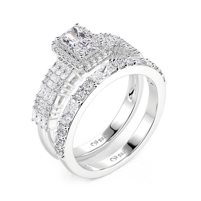 Jeulia Vintage Multi Row Radiant Cut Bridal Set 2PCS