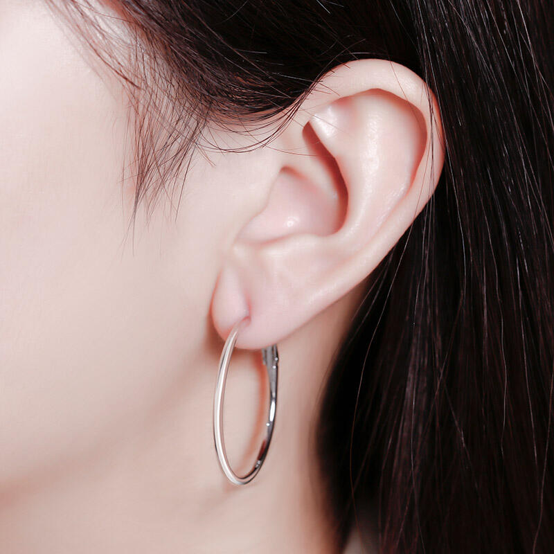 Jeulia Classic Sterling Silver Hoop Earrings