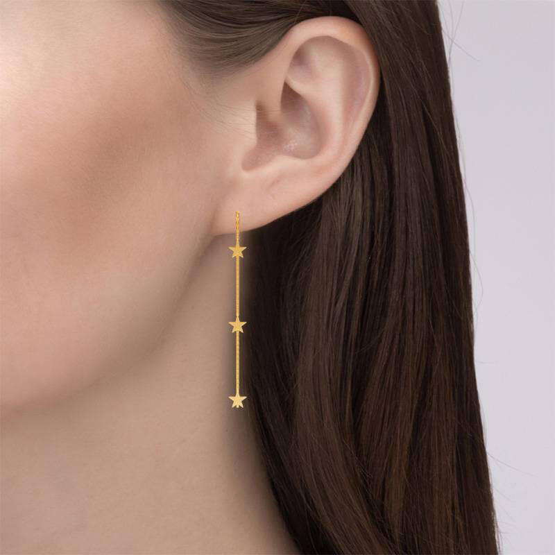 Jeulia "Dreamy Star" Sterling Silver Threader Earrings