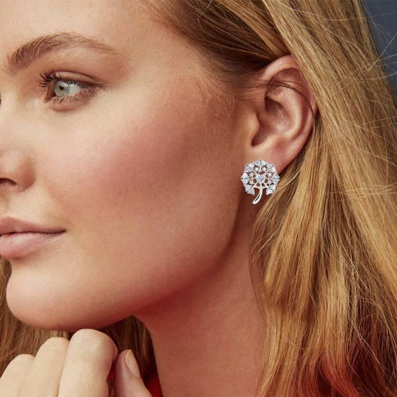 Jeulia "Seeds of Love" Dandelion Sterling Silver Earrings