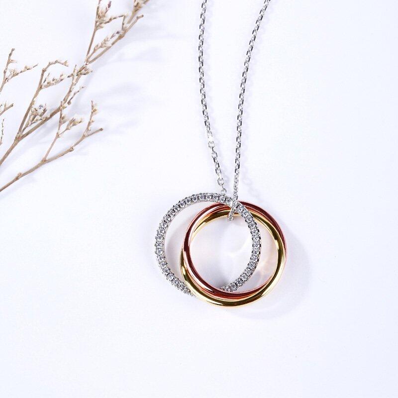 Jeulia "Be Together" Three Tone Round Cut Sterling Silver Jewelry Set