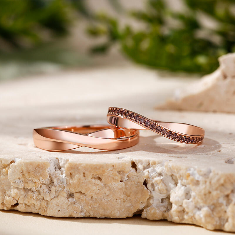 Jeulia Stylish Crossover Sterling Silver Couple Rings